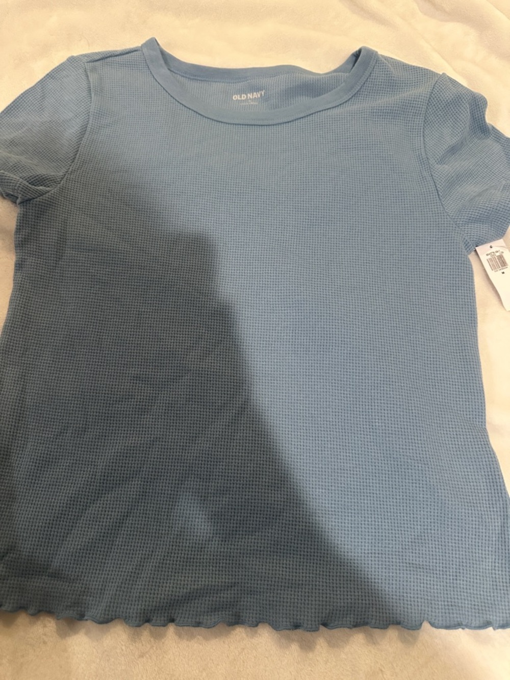 Old Navy Sky Blue Short Sleeve Waffle Knit Top